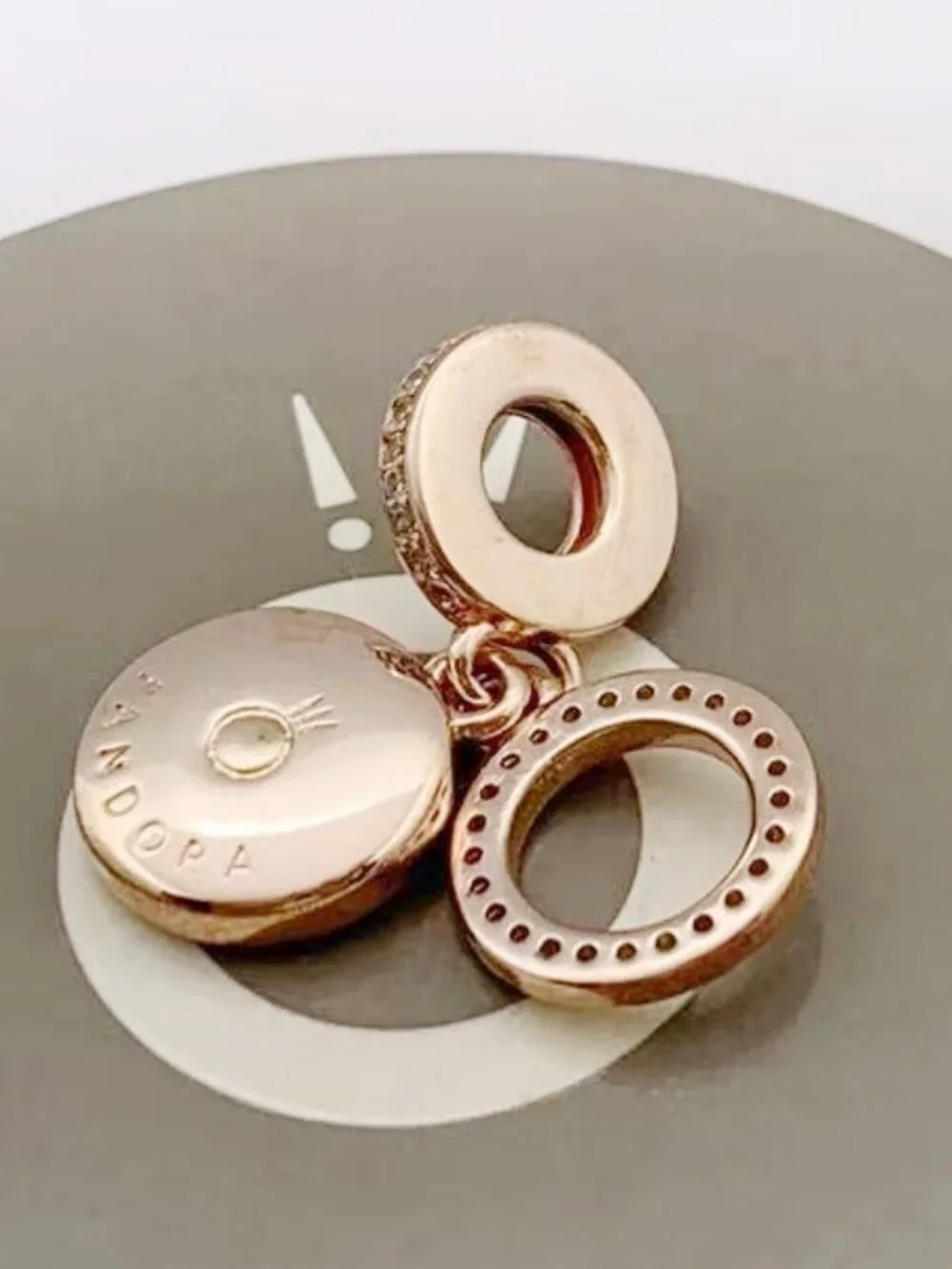 Pandora Sparkling Pink Disc Double Dangle Charm